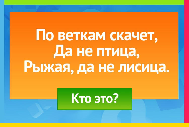 По веткам скачет, Да не птица, Рыжая, да не лисица.
