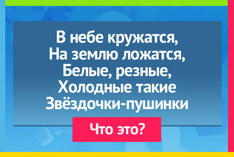 В небе кружатся, На землю ложатся, Белые, резные, Холодные такие Звёздочки-пушинки.